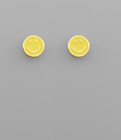 Yellow Smiley Face Stud Earrings