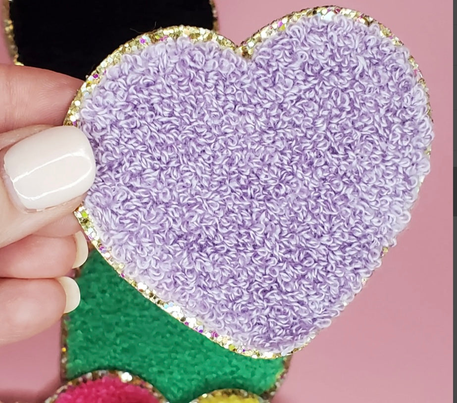 Purple Chenille Heart Patch