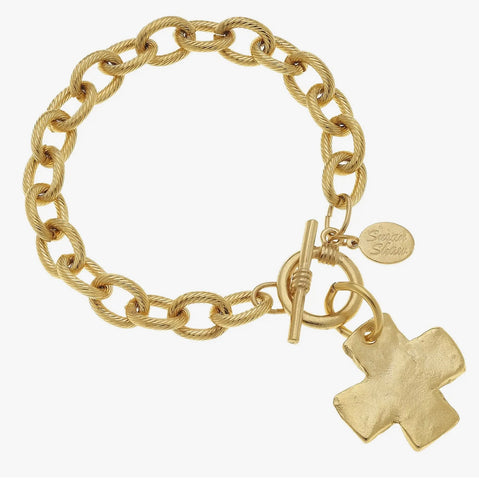 Susan Shaw Gold Cross Toggle Bracelet (2510C)