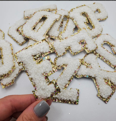 White Chenille Letter Patch