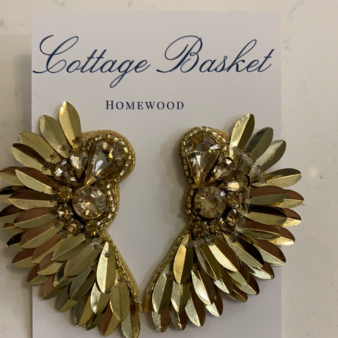 Gold wing nye earrings