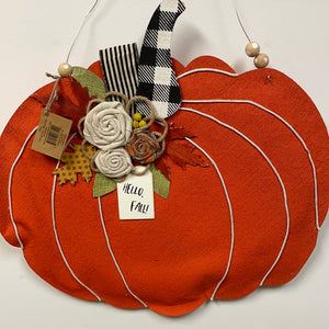 Hello fall pumpkin door hanger