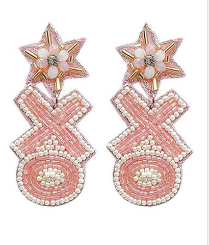 Pale Pink XO Beaded Earrings