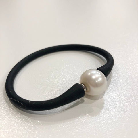 Round Pearl Silicone bracelet black