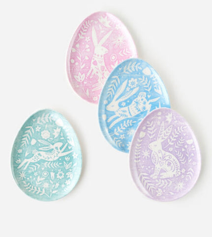 Egg-Shaped Pastel Melamine Bunny Tray