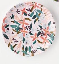 Pink Floral Melamine Plate
