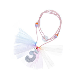 Glitter “5” kids necklace