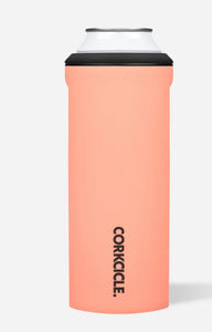 Corkcicle slim can cooler- neon coral