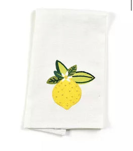Lemon embroidered tea towel