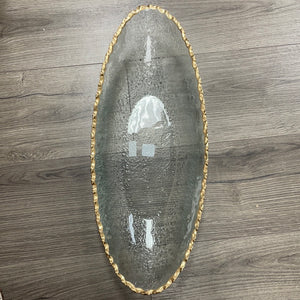 Large oval glass/gold platter