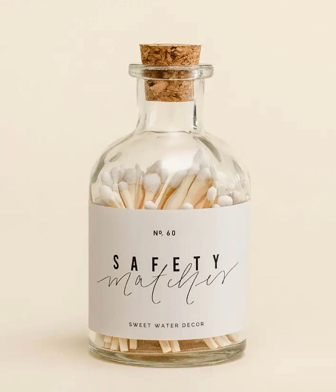White Small Safety Matches Apothecary Jar
