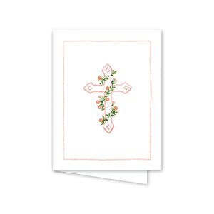 Cross floral peach/pink Dogwood Hill Card