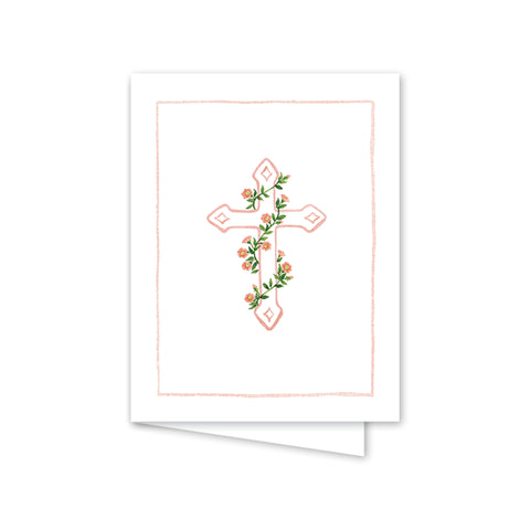 Cross floral peach/pink Dogwood Hill Card