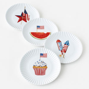 Patriotic Melamine Paper Dessert Plates Set of 4
