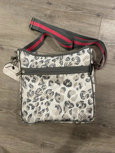 Gray leopard neoprene messenger-Yorkville