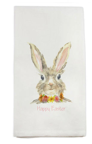 Water color bunny rabbit tea towel