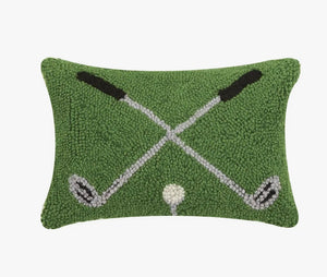 Crossed Golf Clubs Hooked Pillow