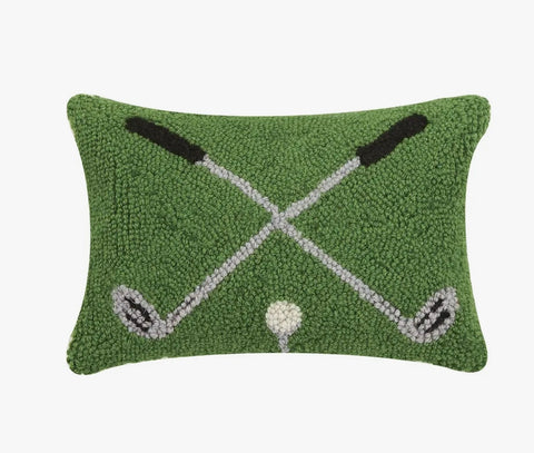 Crossed Golf Clubs Hooked Pillow