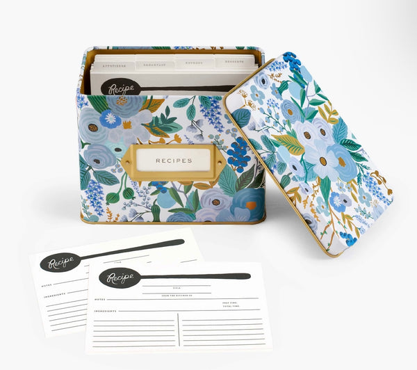 Rifle Garden Party Blue Tin Recipe Box