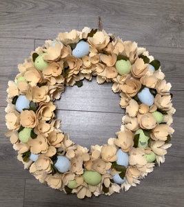 Wooden Flower Easter Egg Wreath