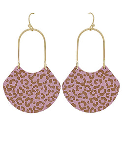 Pink Leopard Arch Earrings
