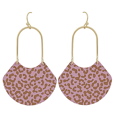 Pink Leopard Arch Earrings