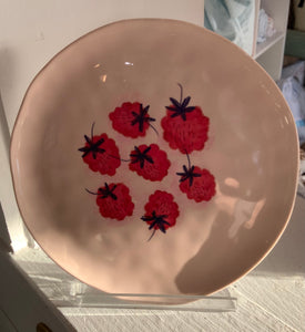 Pale Pink with Raspberries Melamine Plate
