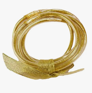 Gold Glitter Silicone Bangle Bracelet Set (Set of 5)