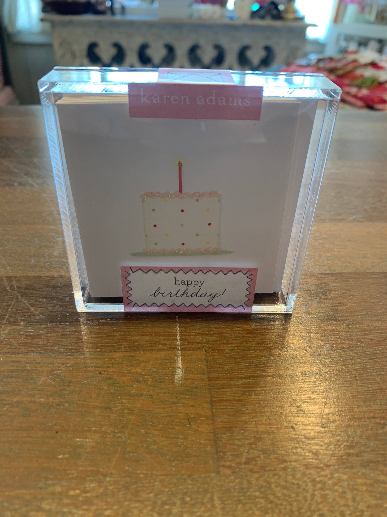 Karen Adams birthday cake gift enclosures