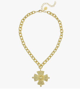 Susan Shaw Gold Cross On Chain Necklace (3914G)
