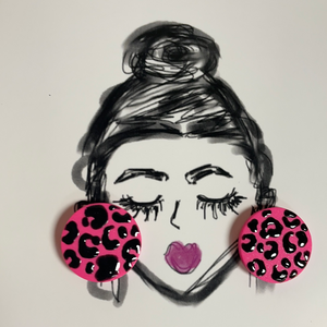 Pink/black LEPARD studs