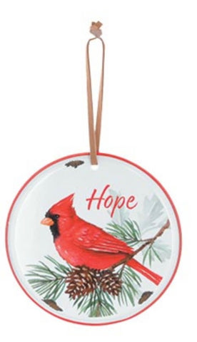 Tin Redbird Hope Ornament