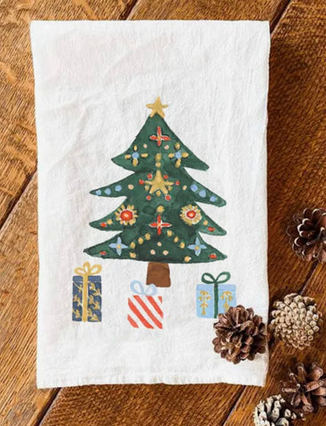 Christmas Tree with Gifts Tea Towel