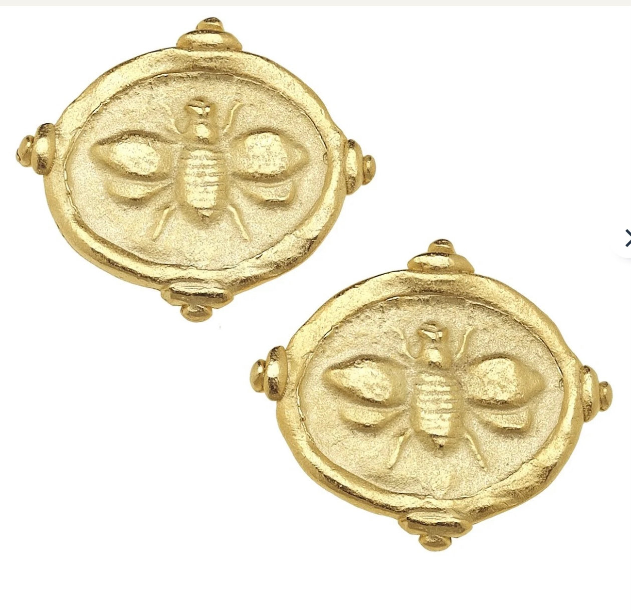 Susan Shaw Gold Bee Intaglio Earrings (1065G)