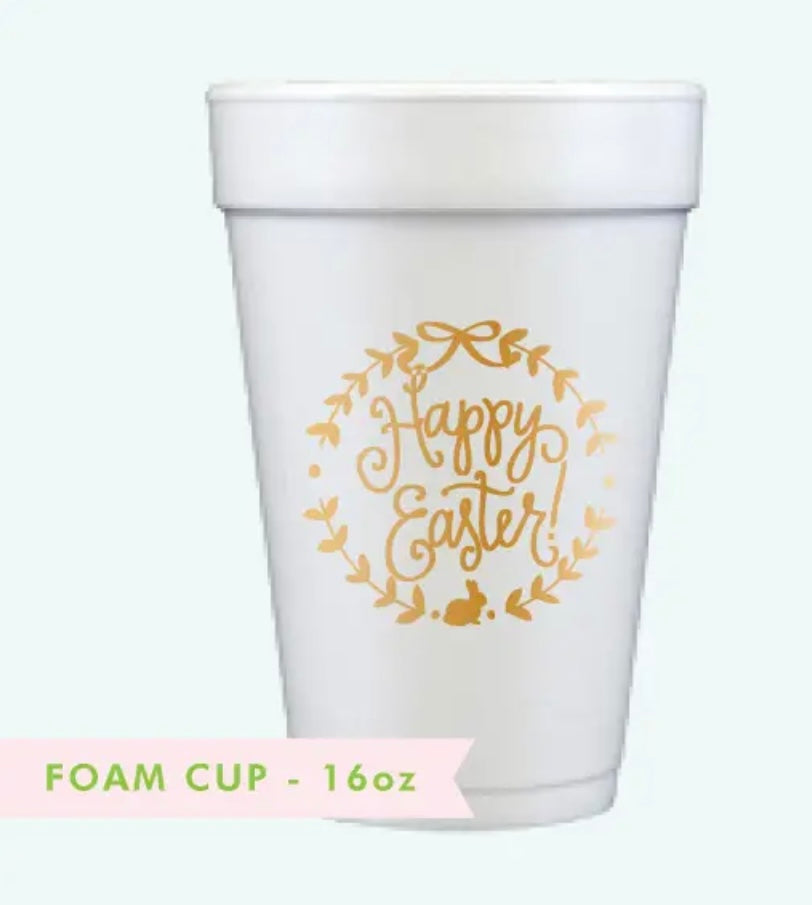 Happy Easter Styrofoam Cups-Gold Design