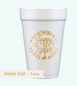 Happy Easter Styrofoam Cups-Gold Design