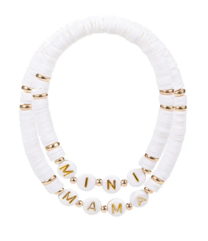 Mama + Mini Stretch Bracelet Set - White