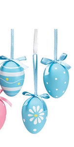 Blue Painted Easter Egg Ornaments- set of 12