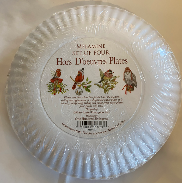 Melamine Winter bird appetizer plates