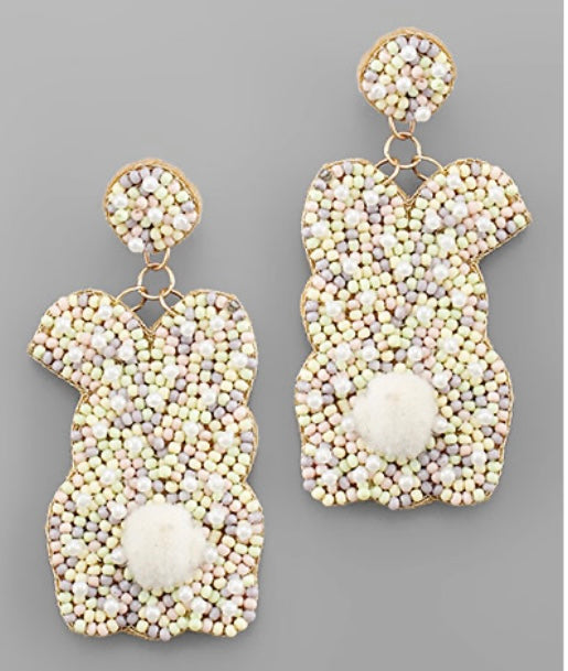 Pastel Colors Bunny Backside Beaded Earrings