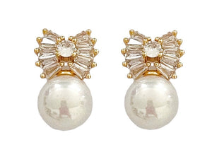 Pearl diamond  bow studs