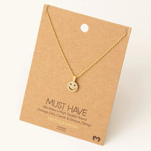 Pave Gold Smiley Face Necklace