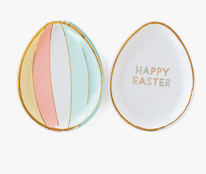 Die Cut Egg-Shaped Happy Easter Paper Plates