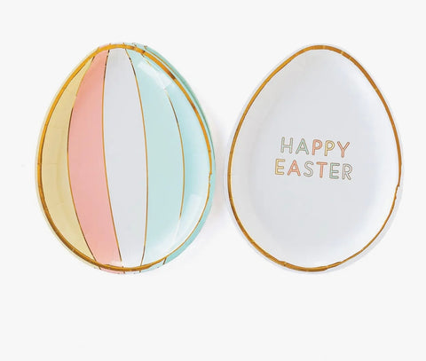 Die Cut Egg-Shaped Happy Easter Paper Plates