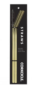 Corkcicle gold straw with brush