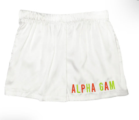 Medium Alpha Gamma Delta Satin Sleep Shorts