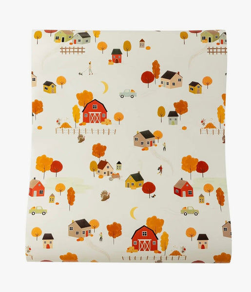 Harvest Fall Scene Paper Table Runner