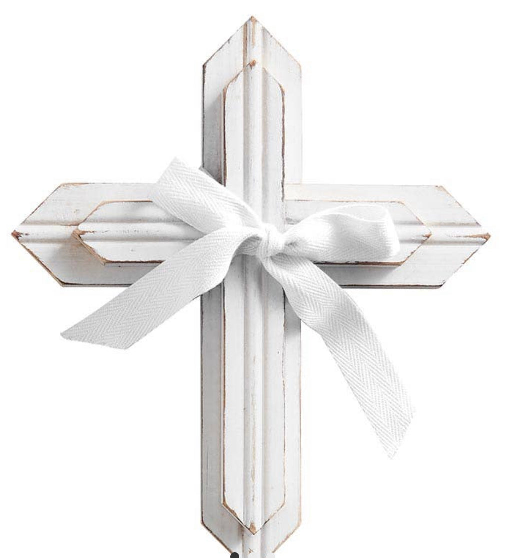 White wooden baby cross