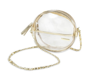 Clear Round Purse with Gold Accents