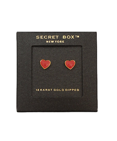 Coral Heart Gold Dipped Studs